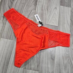 Hustler Dola Orange Lace and Mesh High Waisted Thong Panty Size US 20